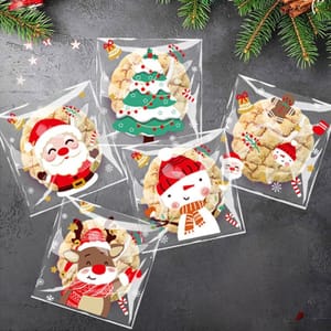 200 Pcs Self-Adhesive Christmas Cellophane Bags, Cookies & Reindeer Food