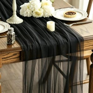 Black Chiffon Table Runner 150x300cm Sheer Boho Wedding Decor
