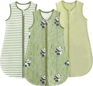 JiAmy 0.5 TOG Baby Sleeping Bags 3-Pack 0-6m Green Panda