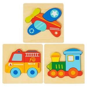 Tooky Toy Wooden 3 Piece Vehicle Puzzle