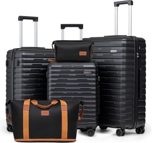 5-Piece ABS Hardside Luggage Set with Spinner Wheels, Black