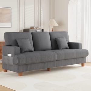 Blue Elephant 220cm Corduroy 3-Seater Sofa, No Tool Assembly