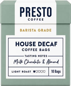 Presto Decaf Coffee Bags, 80g, Light Roast, Single-Serve