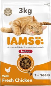 DEAL STACK - IAMS Indoor Complete Dry Cat Food Chicken 3kg - £9.59 S&S Voucher