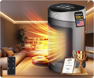 New Upgraded Electric Space Heater with PTC, Whisper-Quiet Office/Bedroom