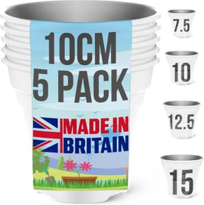 Happy Pots 10cm Plant Pots, 5-Pack, UK-Made, Plastic