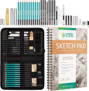 Norberg & Linden XXL Drawing Set with Pencils, Eraser, Pad