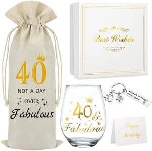 DEARLIVES 40th Birthday Personalised Gold Wine Glasses