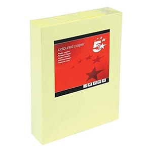 5 Star Coloured A4 Light Yellow Printer Paper 80gsm Ream