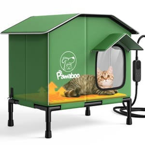 Pawaboo Heated Cat House with 9 Temperature Settings and Timer