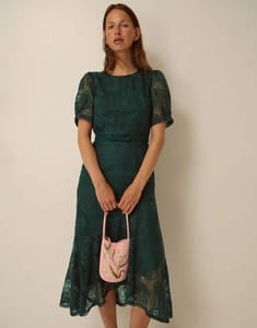 Megan Rose Lace Midi Dress Green