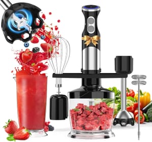 Electric Hand Blender 5-in-1 Immersion with 12 Speeds and Attachments