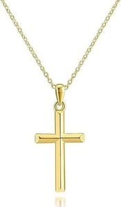 Hiseeyo 14K Gold Cross Necklace for Women, Dainty Chain