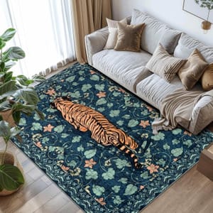 TUKDAK Washable Area Rug, Green Tiger Pattern, 160230cm, Non-Slip