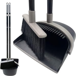 Long Handled Dustpan and Brush Set (Black & Grey)