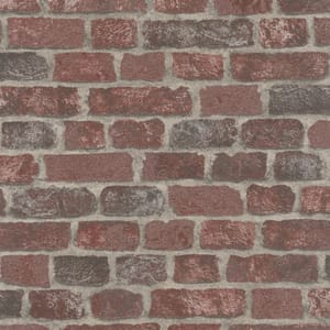 Galerie Industrial Effects Sand Burgundy Brick Wallpaper