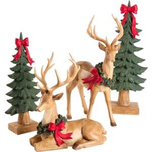 Set of 4 Traditional Reindeer Scene Figures