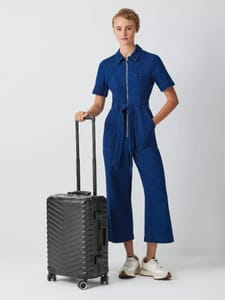 John Lewis Como Zipless 4-Wheel Cabin Suitcase, 38L, Black & 10yr Guarantee