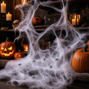 Jsdoin 60g Halloween Spider Web Decoration with 30 Spiders Luminous
