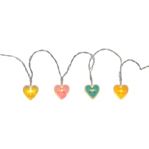15 Warm White LED Heart String Lights 210cm