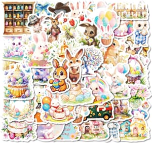 100-Pack Aesthetic Waterproof Stickers Cartoon Watercolor Design