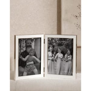 White Resin Double Hinged Photo Frame 5x7