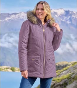 Women's Purple Hooded Water-Repellent Padded Jacket