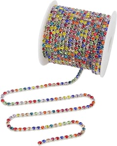 TOPINCN Rhinestone Trim, 10m, Mixed Colors on Silver