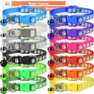 GAMUDA 12Pcs Reflective Puppy Collars Nylon, Glow-in-the-Dark, Adjustable Buckle