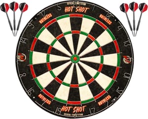 Ruthless HotShot Dartboard, Sisal Endurance, 2 Steel Tip Darts