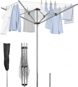 SYKIARIOL 4-Arm Rotary Washing Line, Outdoor Clothes Airer