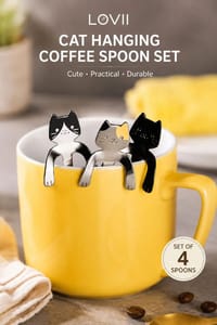 4PCS Cat Hanging Coffee Spoons 304 Stainless Steel