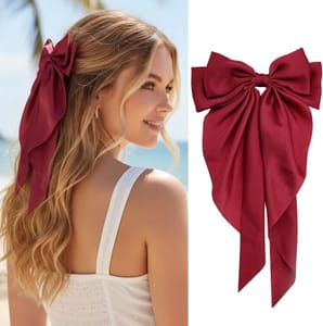 LECTNORE Red Hair Bow Clip, Large Bowknot with Satin Ribbon