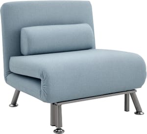HOMCOM 3-in-1 Linen Folding Sleeper Chair, Sky Blue