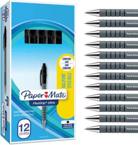 Paper Mate Flexgrip Ultra Retractable Ballpoint Pens, 1.0mm, Black - £11.39 S&S