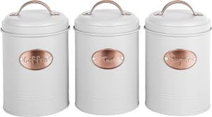 Novel Solutions round Tea, Sugar and Coffee Canisters 3pc Set