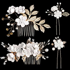 4pcs Bridesmaid Hair Accessories: Flower Side Combs for Women