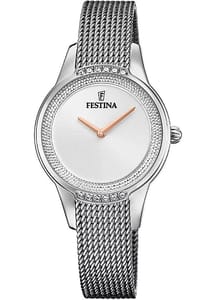Festina Ladies Silver Watch with Crystals & Mesh Bracelet
