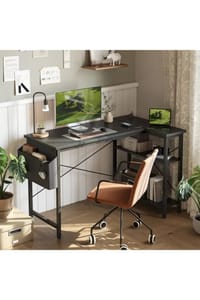 L-Shaped Computer Gaming Desk with Power Outlets