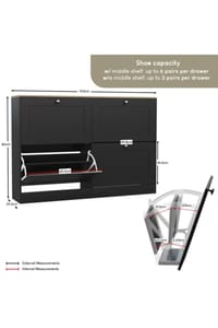 Vida Designs 4 Drawer Shoe Cabinet Flip down Shoe Storage Organizer