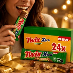 Twix Xtra Chocolate Hazelnut Biscuit Twin Bars 24 X 75g