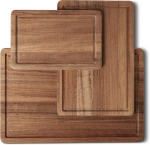 Amazon Basics Acacia Wood Chopping Board Set, 3-Piece, Pre-Oiled