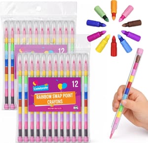 SOL 24-Pack Stacking Crayons for Kids - Party Bag Fillers - £6.29 S&S