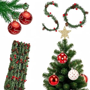 AWSOLAR 20PCS 13.77in Christmas Garland Railing Ties for Stairs