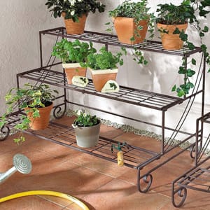 Black Metal 3-Tier Plant Display Stand, 92 Cm