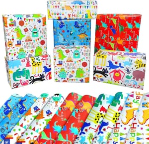Dinosaur Birthday Wrapping Paper for Kids Gift Wrap