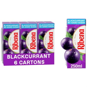 Ribena Blackcurrant Juice Drink 250ml 6-Pack, No Added Sugar - £1.70 S&S Voucher