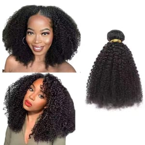 MAHKOTAKU Afro Kinky Curly Human Hair Natural Black 14 Inch