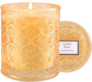 LA Jolie Muse Pumpkin Chai Scented Soy Wax Candles, 40h