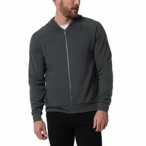 32 Degrees Men's Pique Full-Zip Hoodie, Charcoal, Size Small